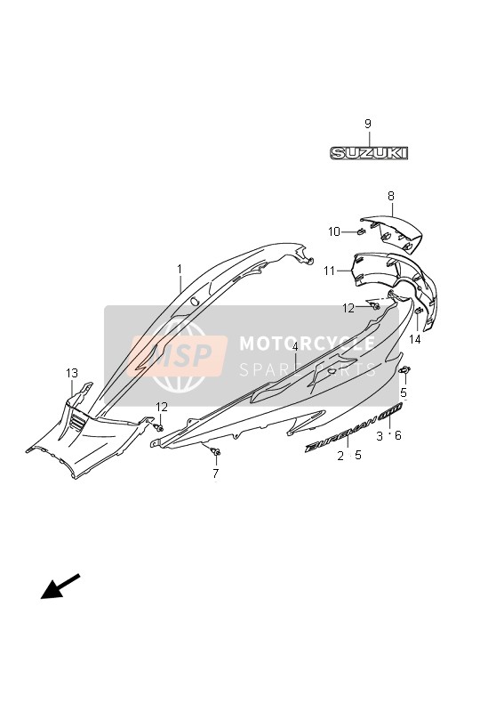 Suzuki AN400(A)(ZA) BURGMAN 2011 Frame Cover (AN400ZA E19) for a 2011 Suzuki AN400(A)(ZA) BURGMAN